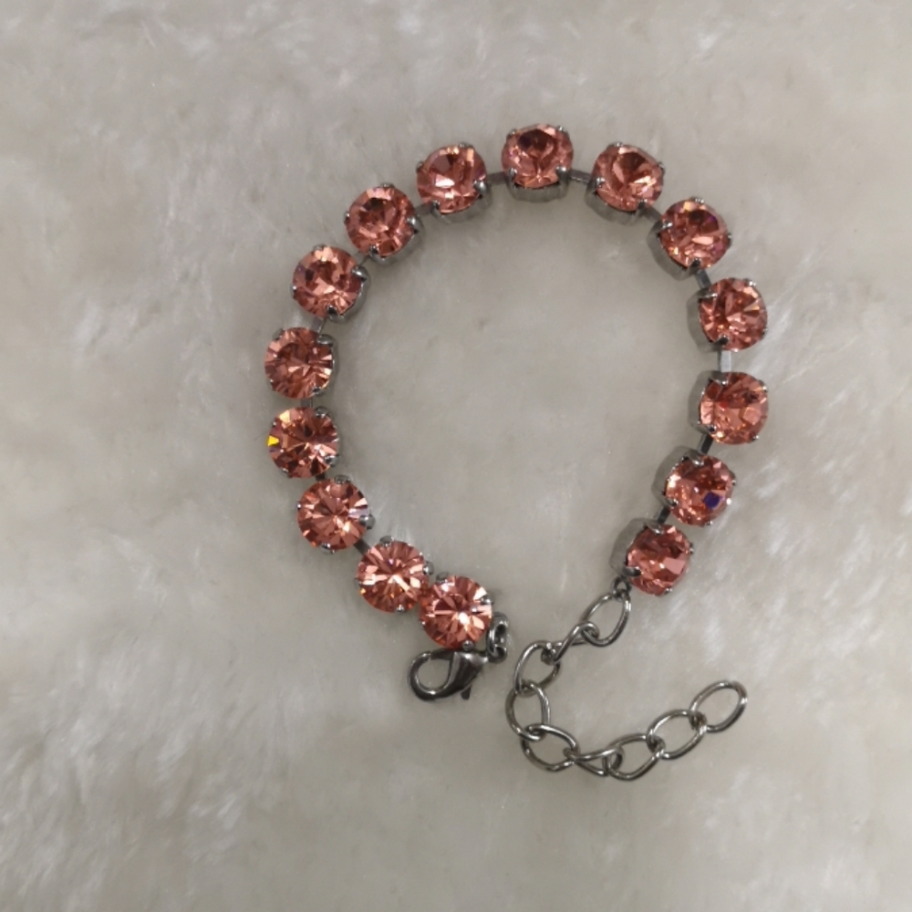 Peach-Pink Rhinestone Bracelet - NWOT